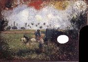 Camille Pissarro The artist-s palette with a landscape painting